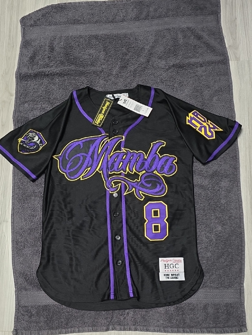 Mamba #8 Baseball-Style Jersey - Black & Purple
